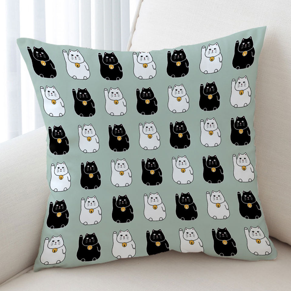 Black and White Lucky Cats Cushion Covers