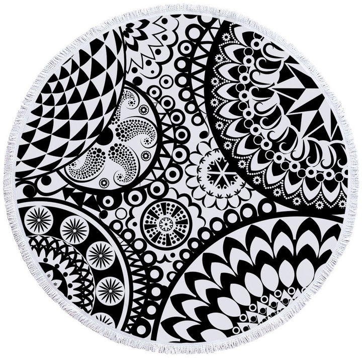 Black and White Mandalas Beach Towels