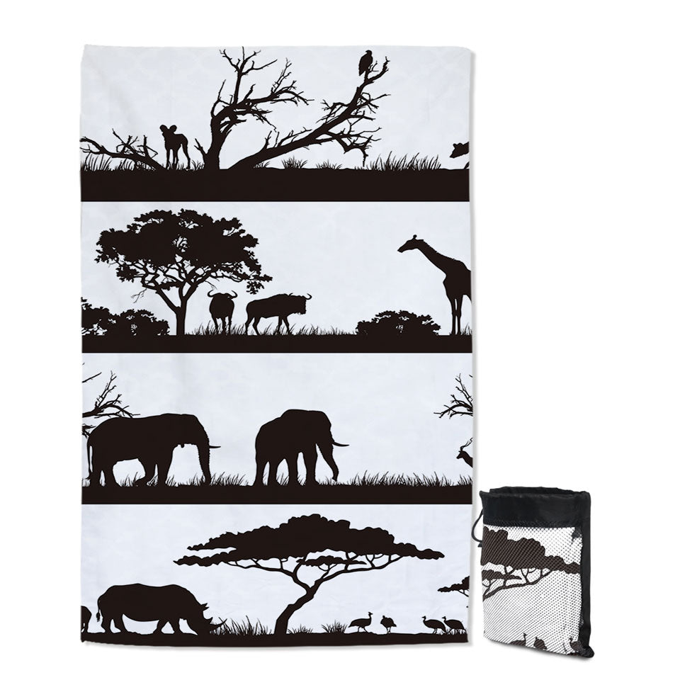 Black and White Microfiber Towels For Travel of Africa