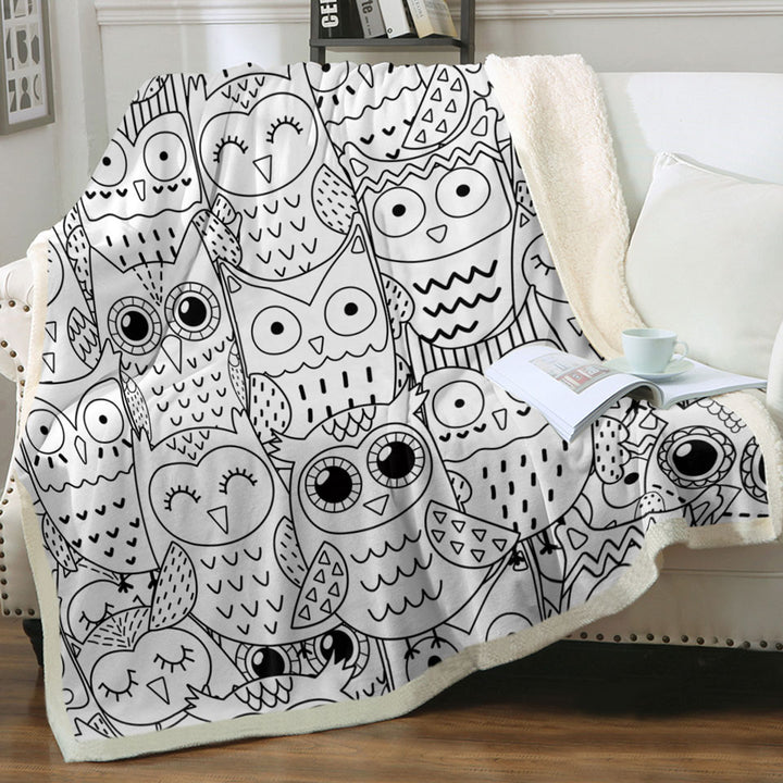 Black and White Owls Couch Throws