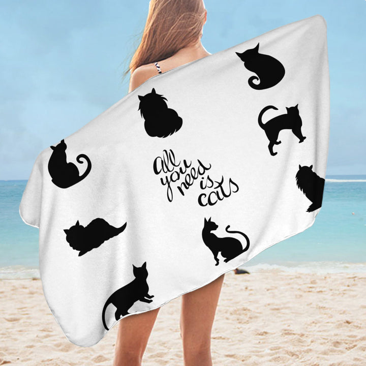 Black and White Pool Towels All You Need is Cats