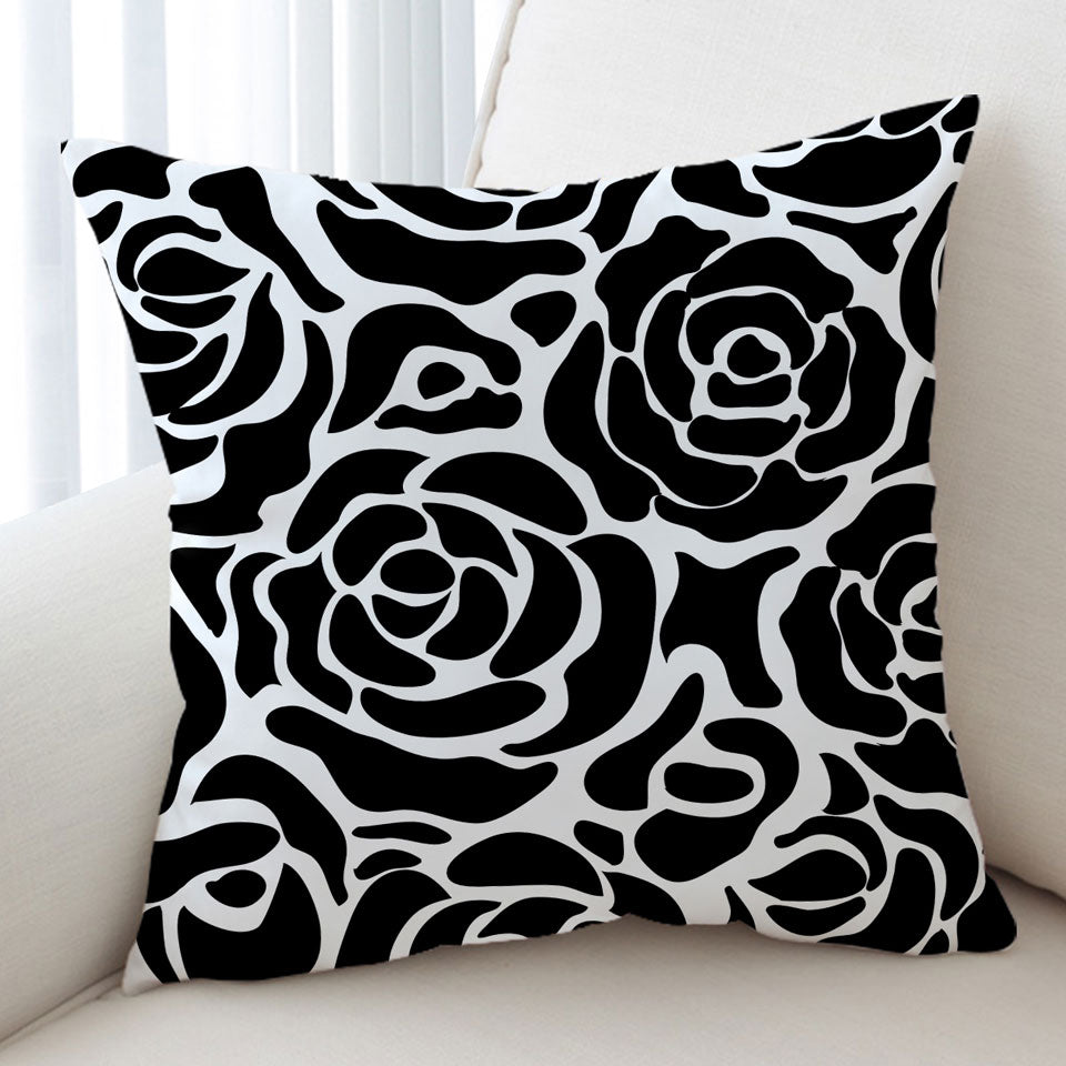 Black and White Roses Decorative Cushions