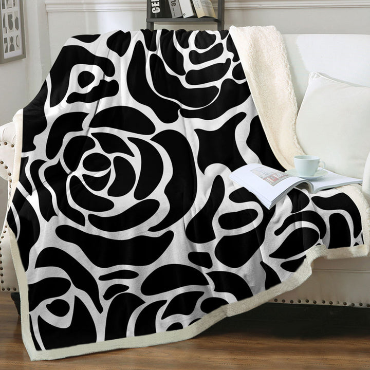 Black and White Roses Throws