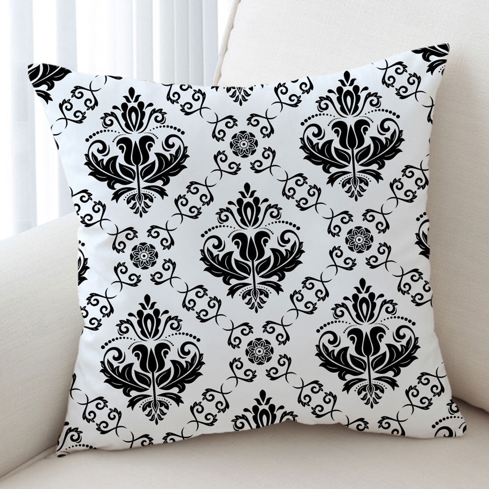 Black and White Royal Floral Decorative Cushions