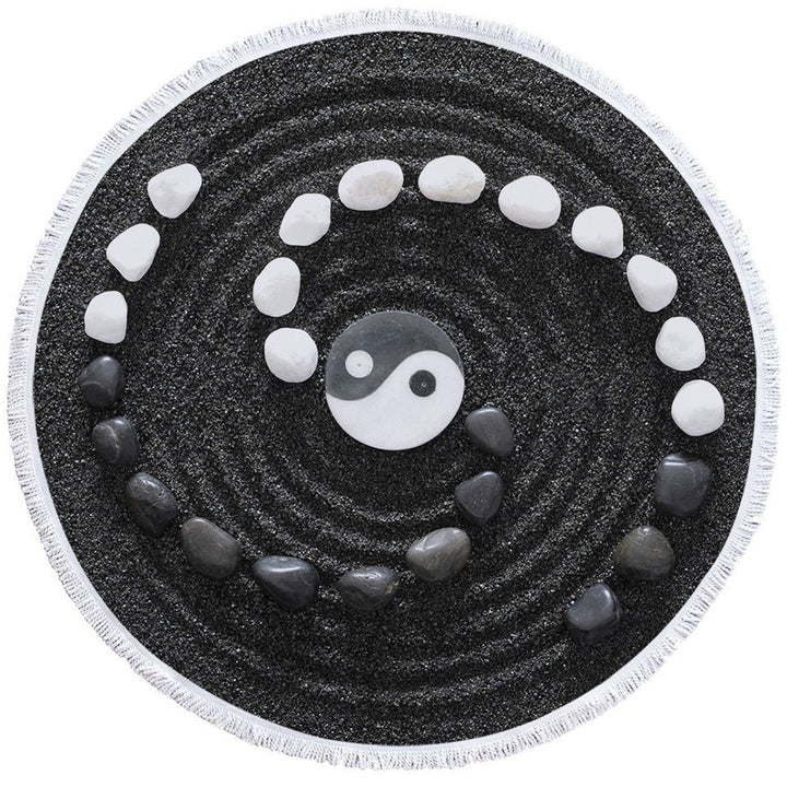 Black and White Stones Yin and Tang Beach Towels