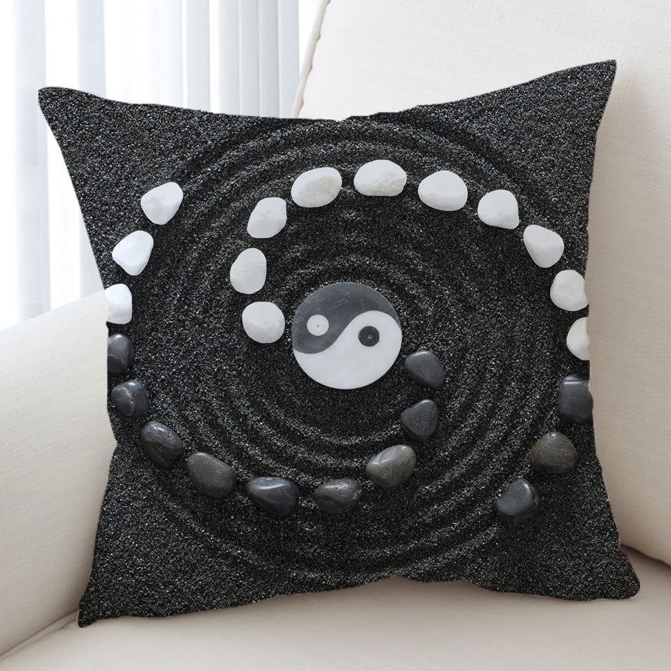 Black and White Stones Yin and Tang Cushions
