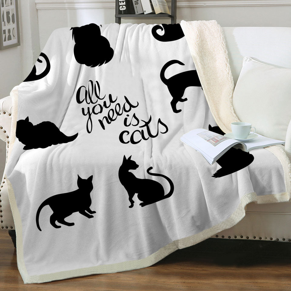 Black and White Throws All You Need is Cats