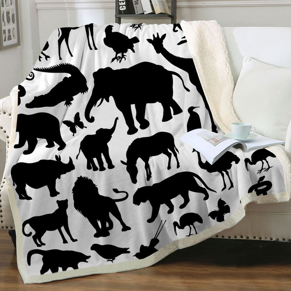 Black and White Throws Animals Silhouettes