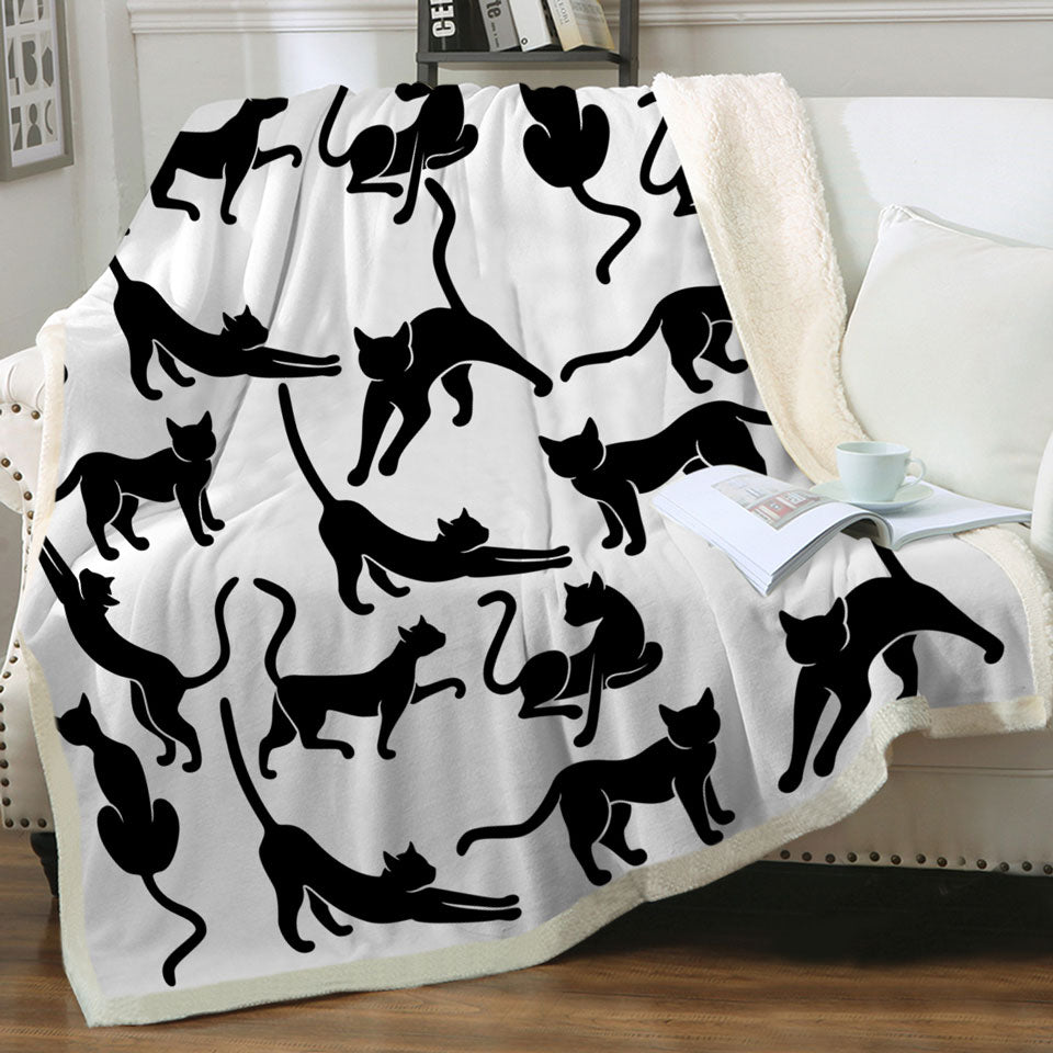 Black and White Throws with Cat Silhouettes