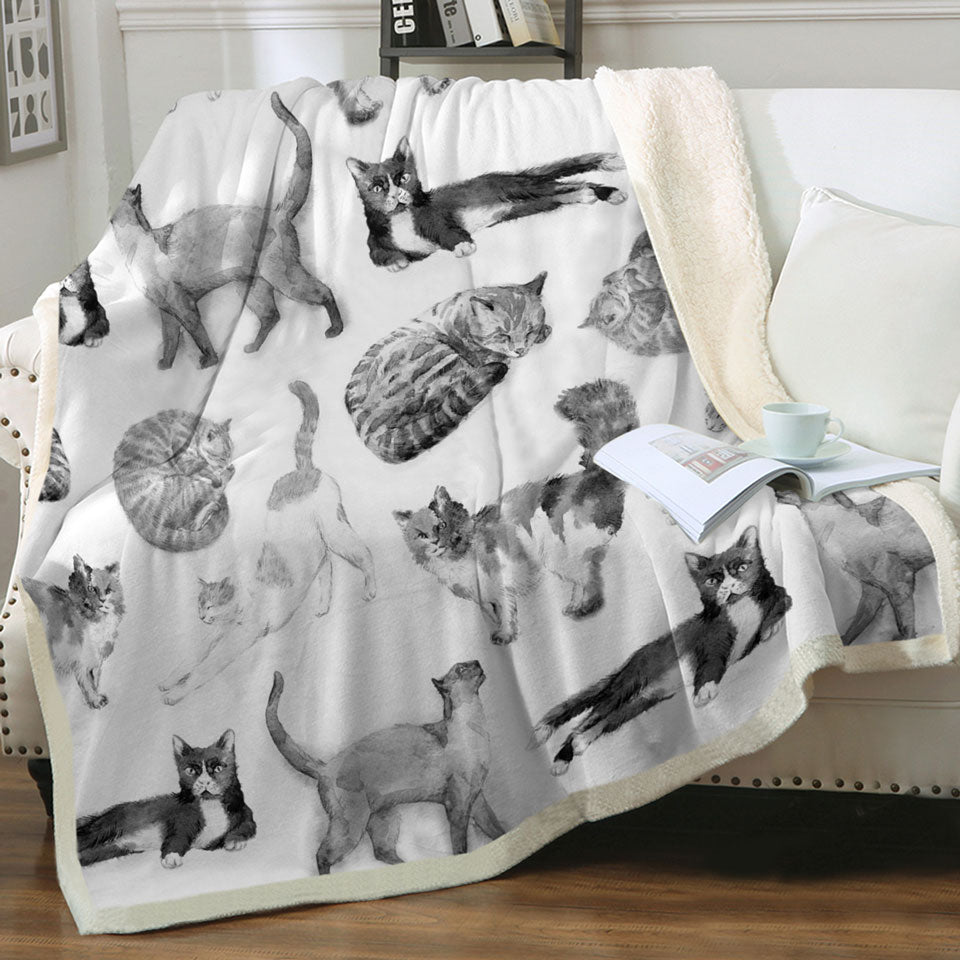 Black and White Throws with Cats