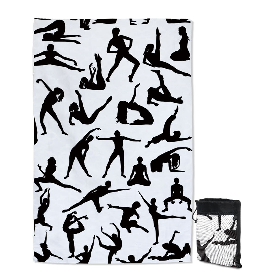 Black and White Unusual Beach Towels Dancing Silhouettes