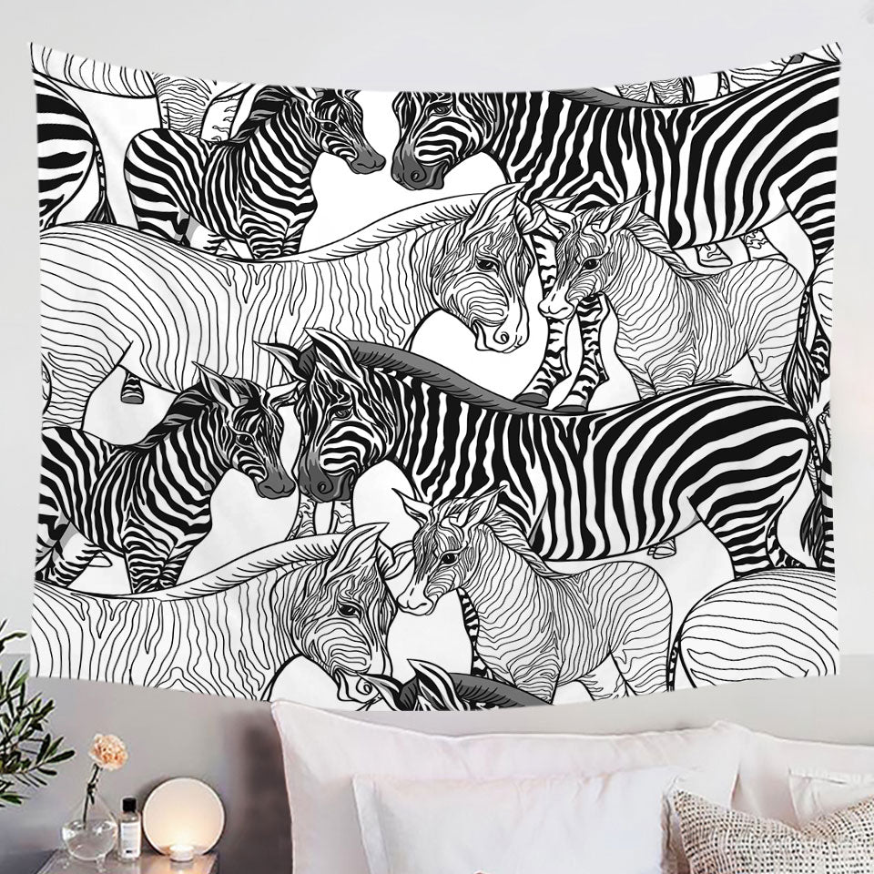 Black and White Wall Decor Tapestry Dazzle of Zebras