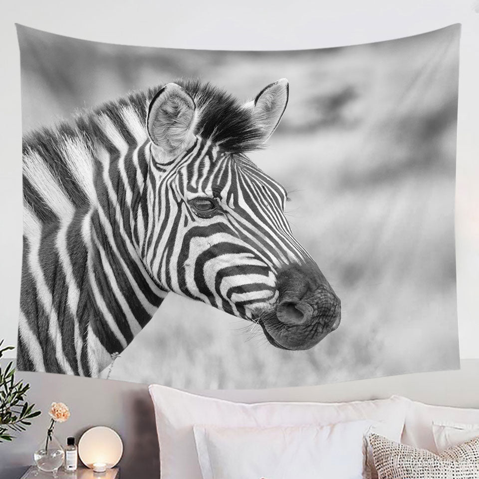 Black and White Wall Decor Tapestry with Zebra Photo