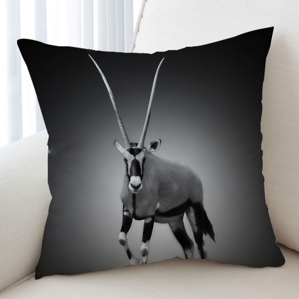Black and White Wild Antelope Cushion