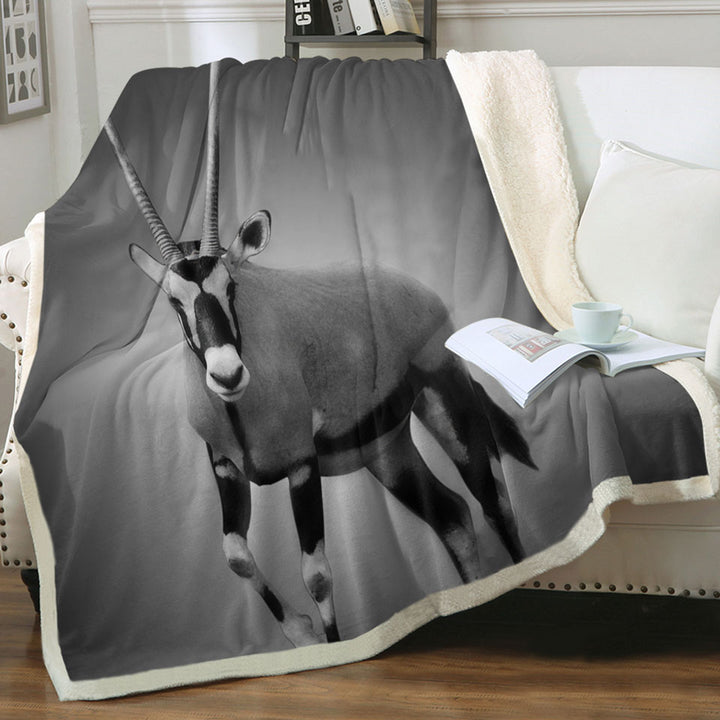 Black and White Wild Antelope Sherpa Blanket
