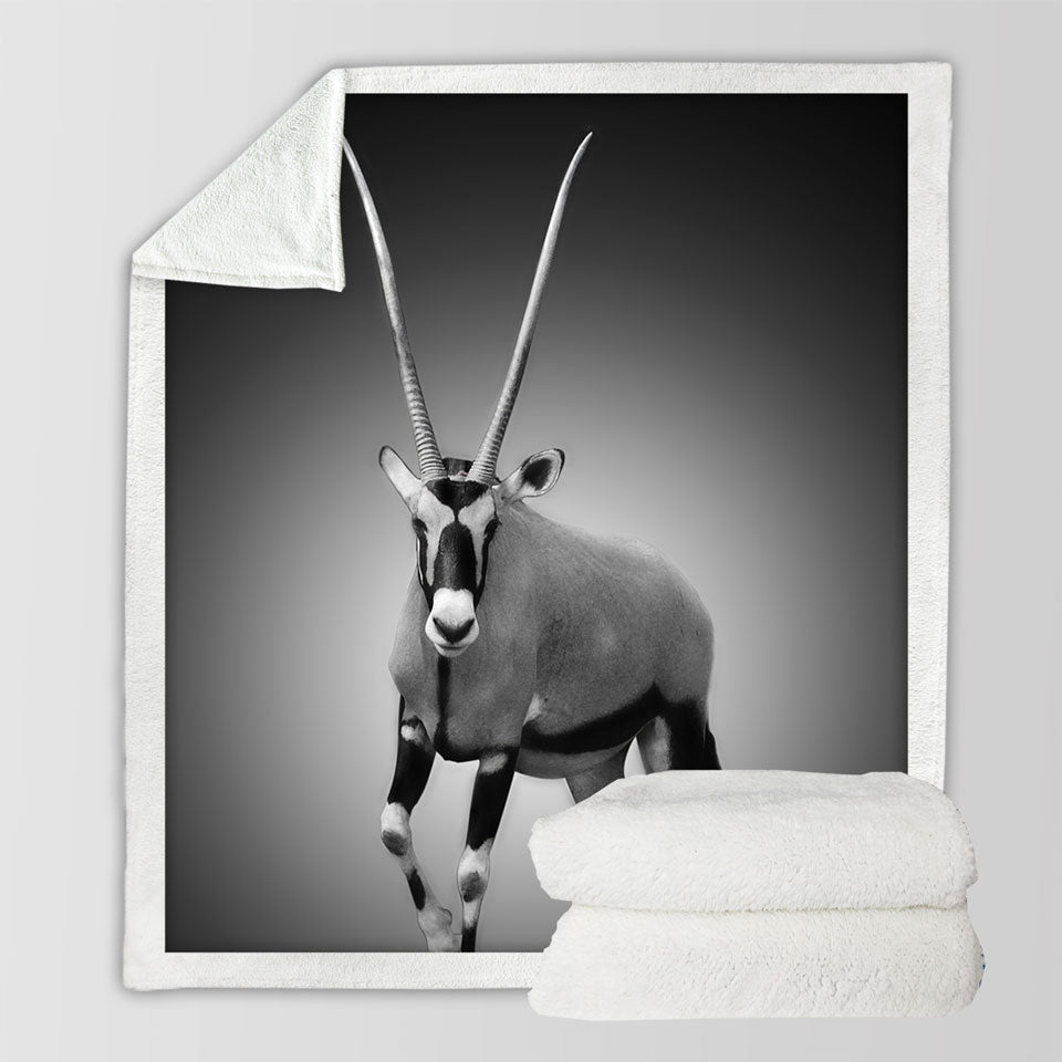 Black and White Wild Antelope Throw Blanket
