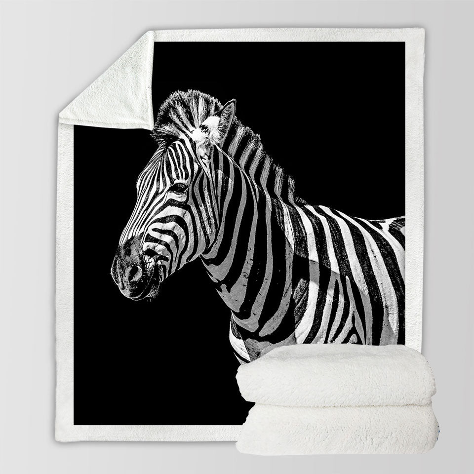 Black and White Wild Zebra Fleece Blankets
