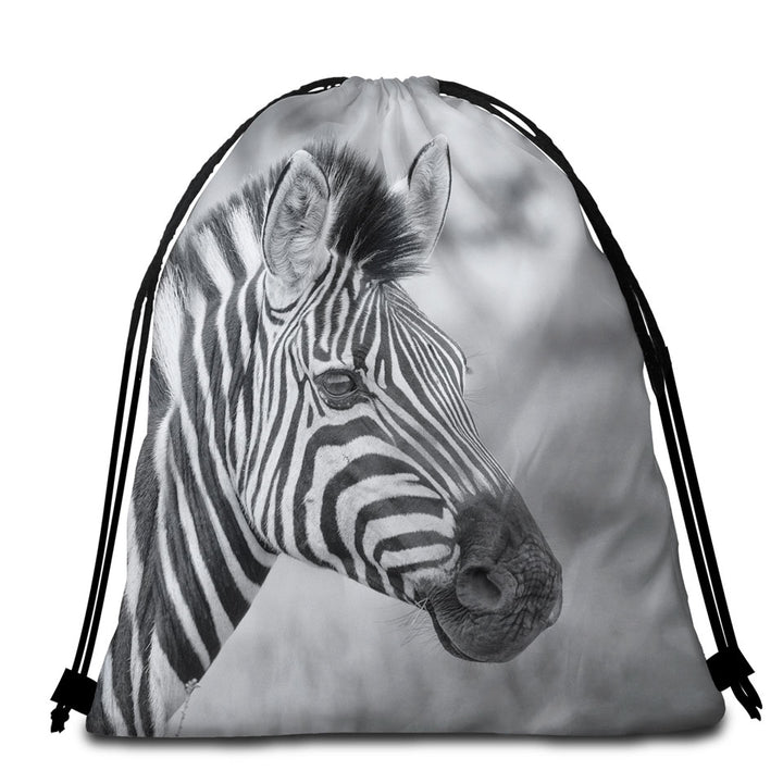 Black and White Zebra Beach Towel Bags