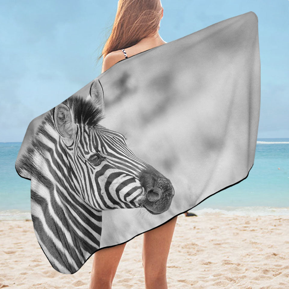 Black and White Zebra Microfiber Beach Towel