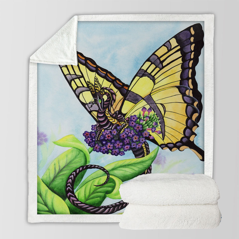 products/Black-and-Yellow-Decorative-Blankets-the-Bouquet-Dragon