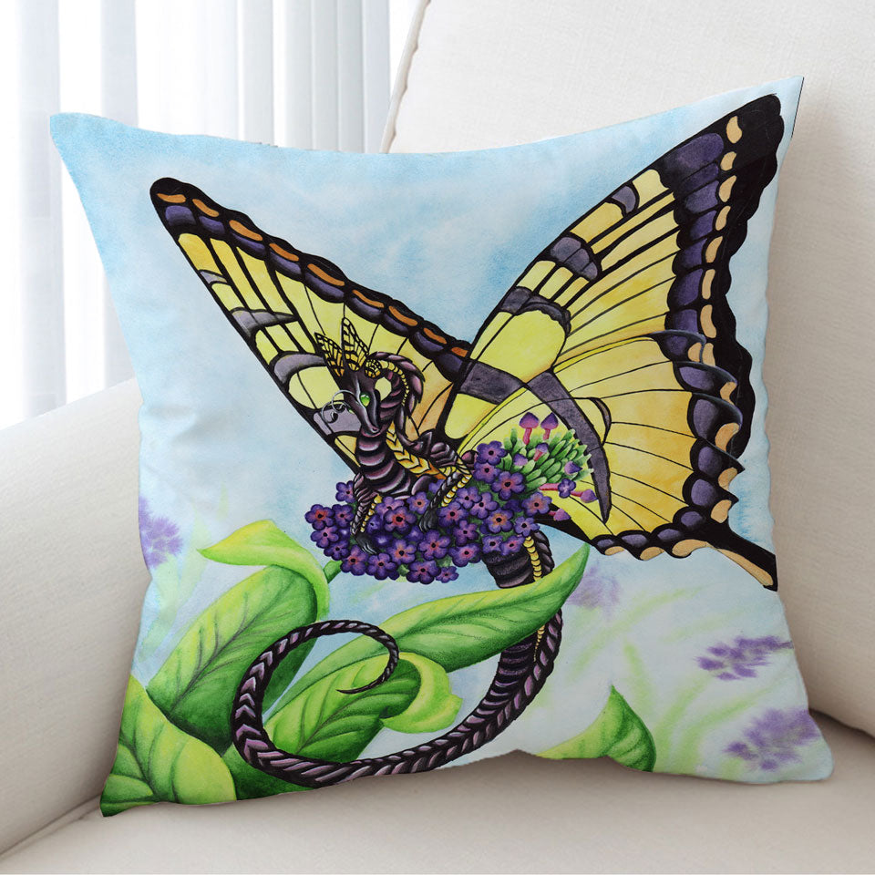 Black and Yellow Decorative Pillows the Bouquet Dragon