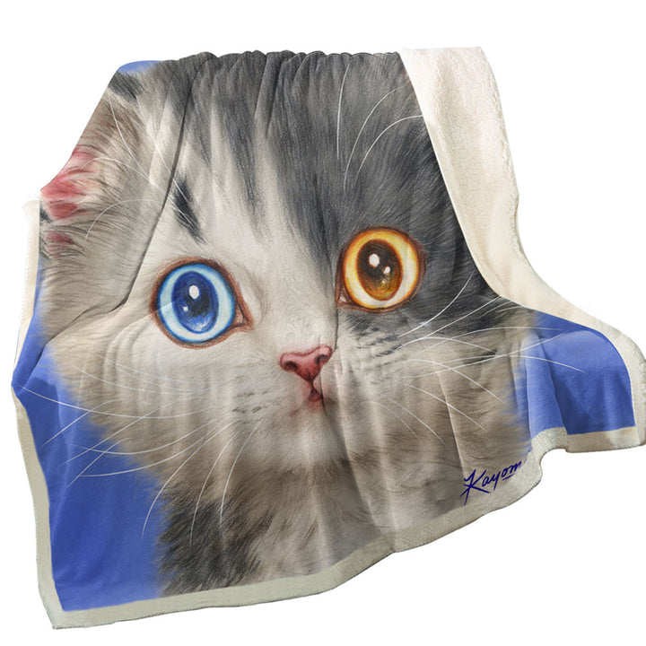 Blankets for Sofa Features Black and White Beautiful Kitten Cat