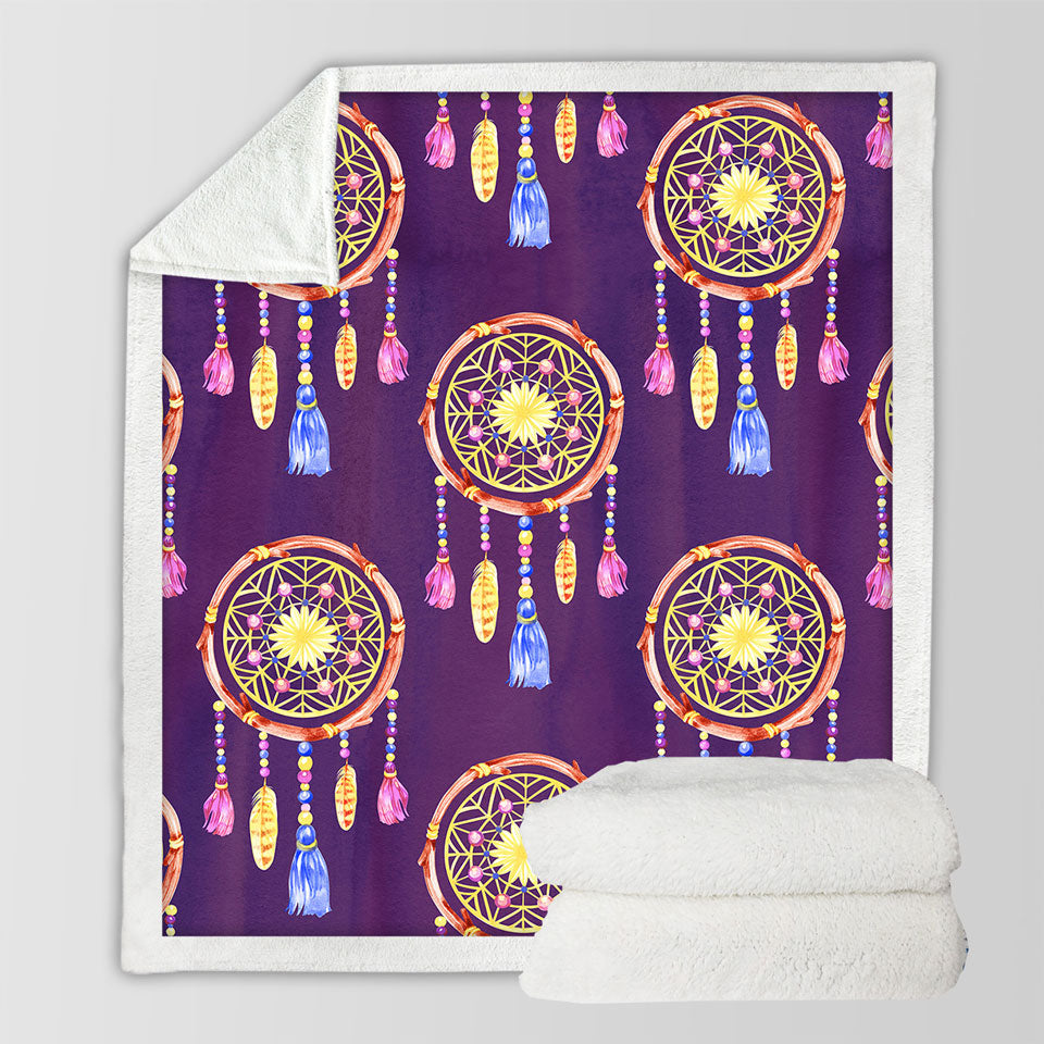 Blankets with Dream Catchers over Purple
