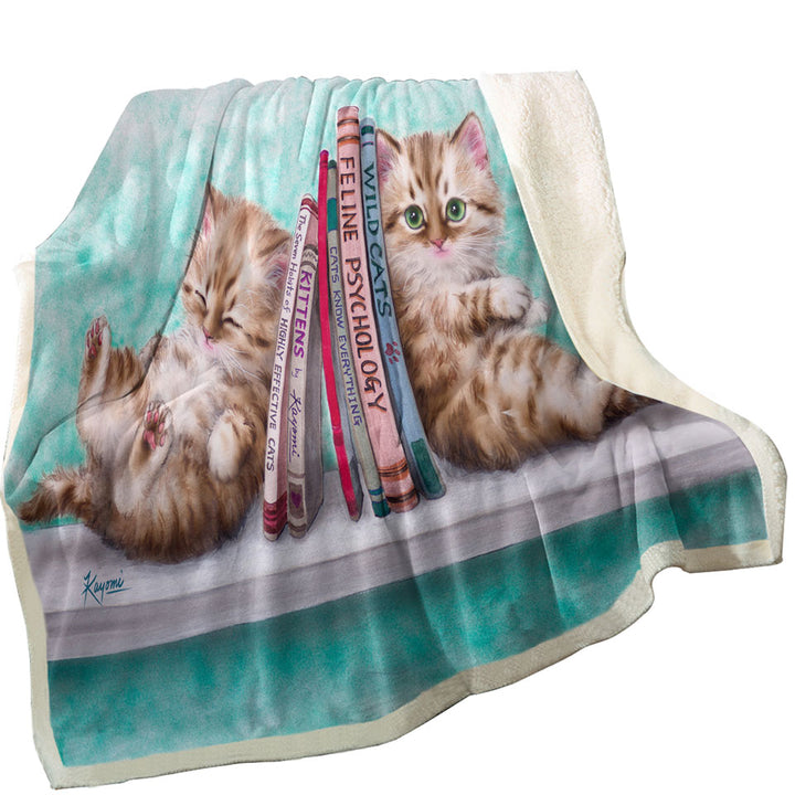 Blankets with Funny Cute Cats Designs Books and Kittens
