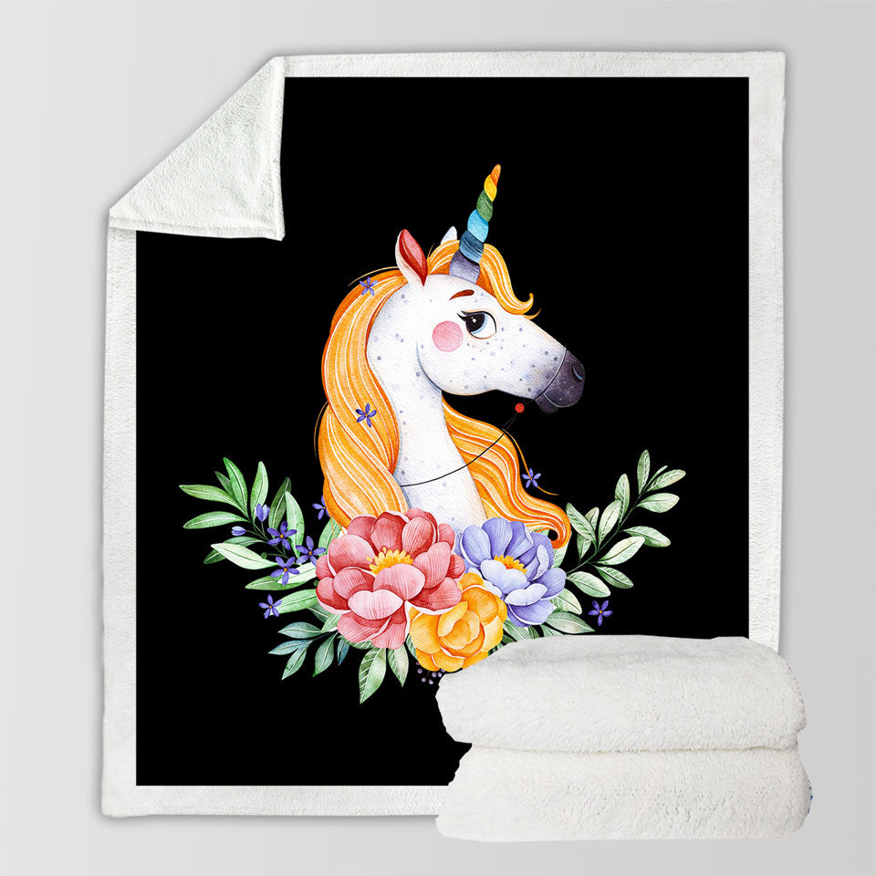 Blankets with Gorgeous Unicorn and Flowers