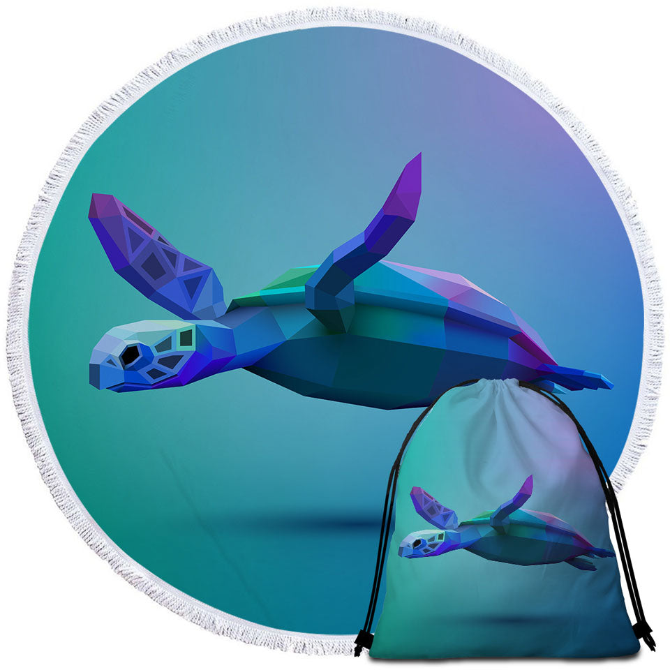 Blue 3D Turtle Beach Towels and Bags Set