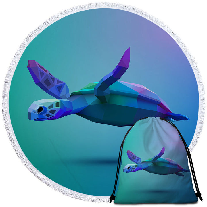 Blue 3D Turtle Beach Towels and Bags Set
