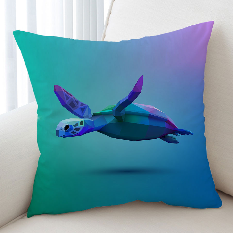 Blue 3D Turtle Cushion
