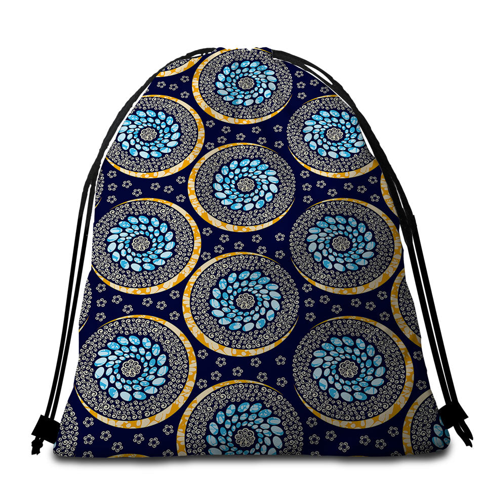 Blue Beach Bag for Towel Oriental Illusion