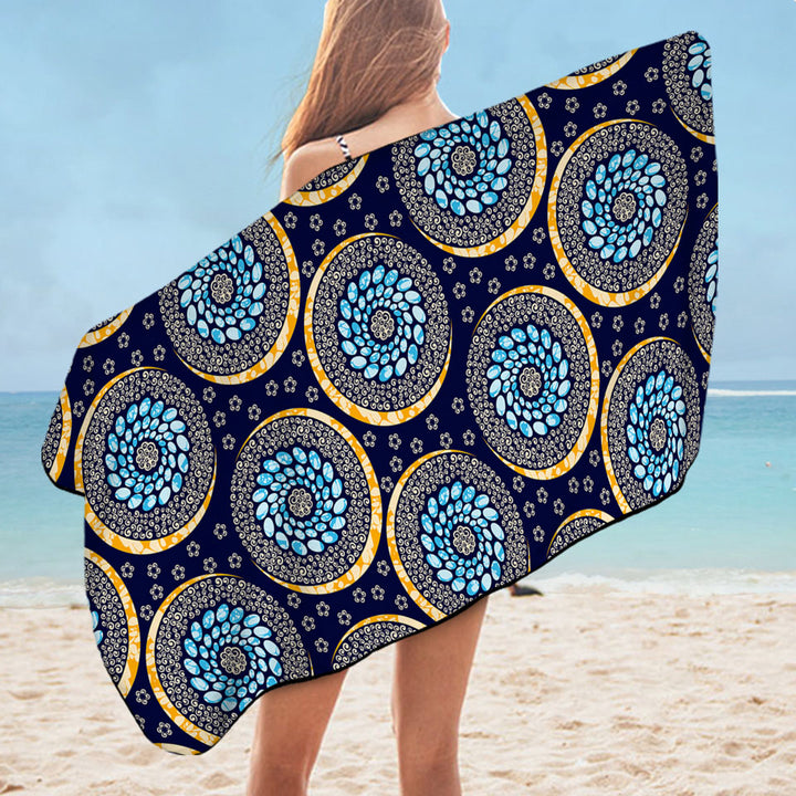 Blue Beach Towel Oriental Illusion