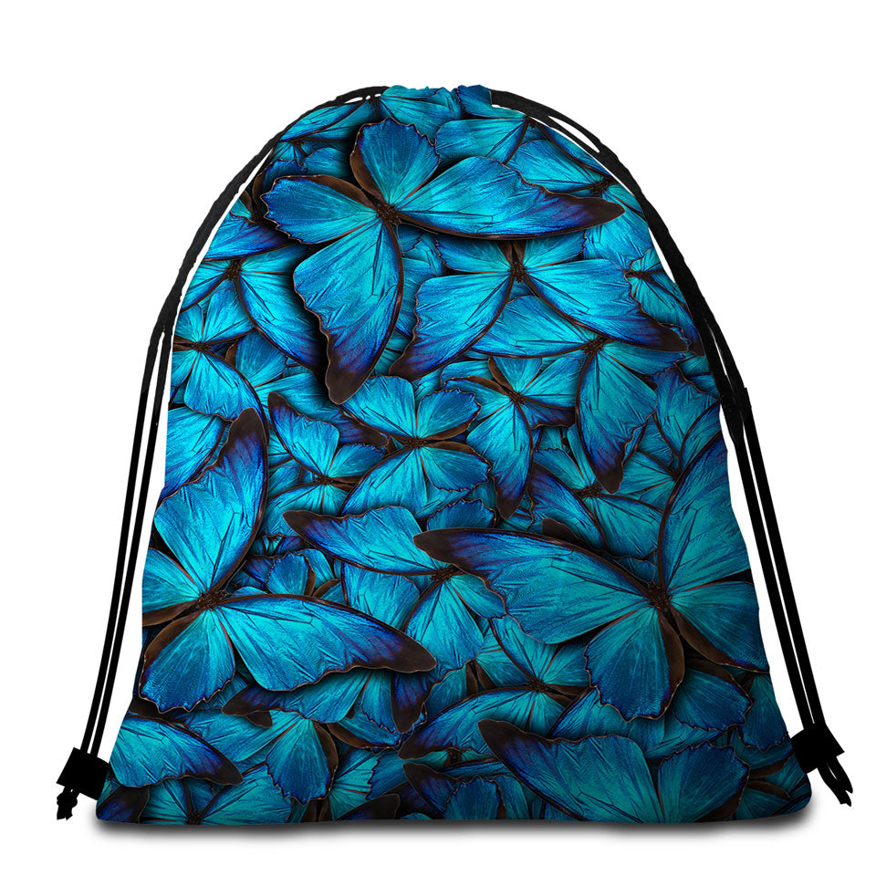 Blue Butterflies Beach Towels and Bags Set