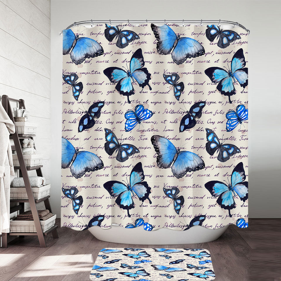Blue Butterflies Shower Curtain