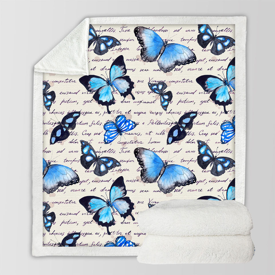 Blue Butterflies Throw Blanket
