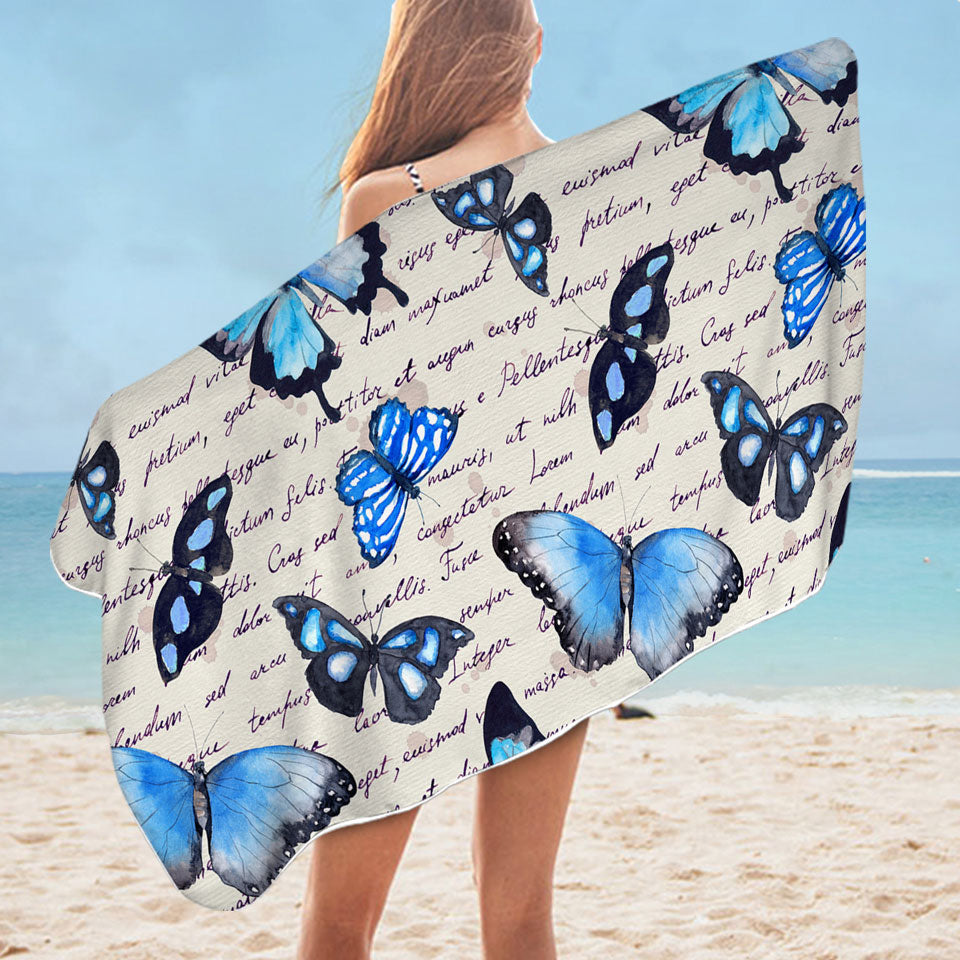 Blue Butterflies Womens Beach Towel