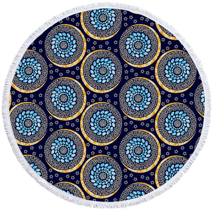 Blue Circle Beach Towel Oriental Illusion