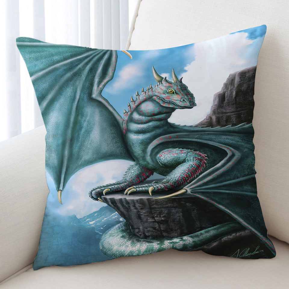 Blue Dragon Cushions Cliff Fantasy Art