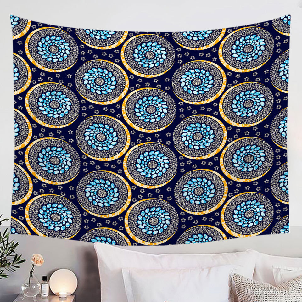 Blue Hanging Fabric On Wall with Oriental Illusion