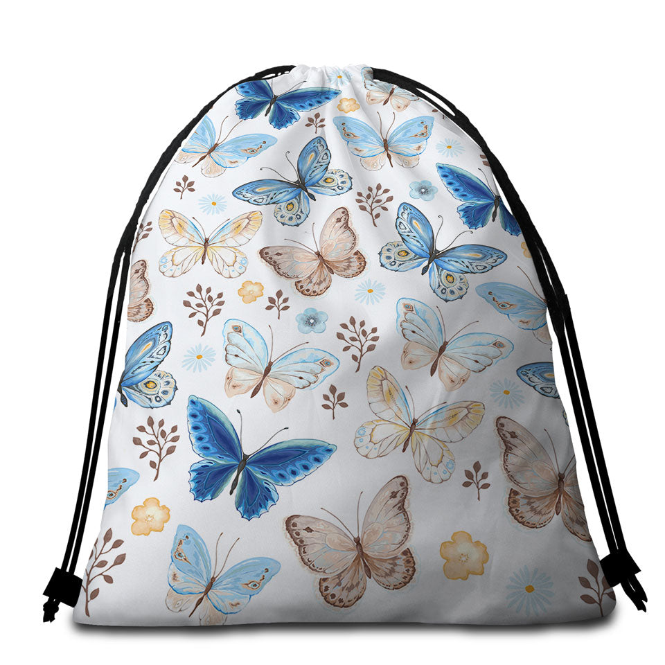 Blue Hues Butterflies Beach Towel Bags