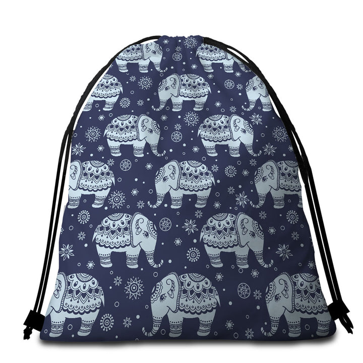 Blue Indian Elephant Beach Bags and Towels