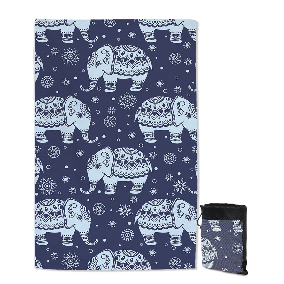 Blue Indian Elephant Microfiber Towels For Travel