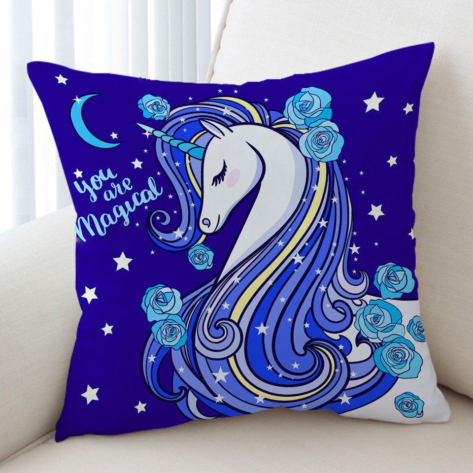 Blue Magical Unicorn Kids Cushions