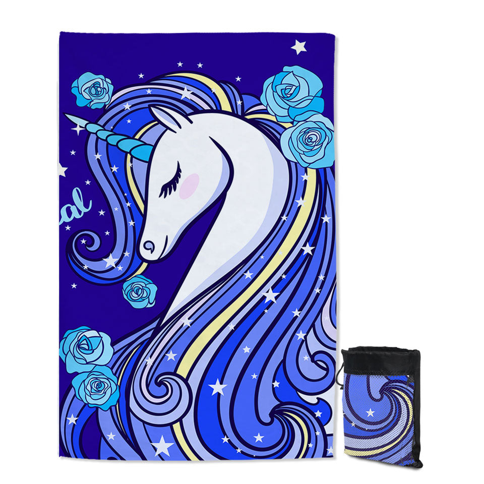 Blue Magical Unicorn Quick Dry Towel for Girls
