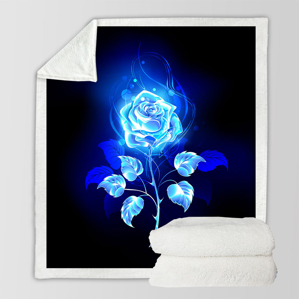 Blue Rose Sherpa Blanket