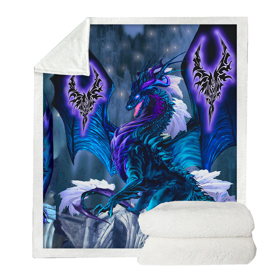 Blue Sofa Blankets Dragon of Fate Fantasy Creatures