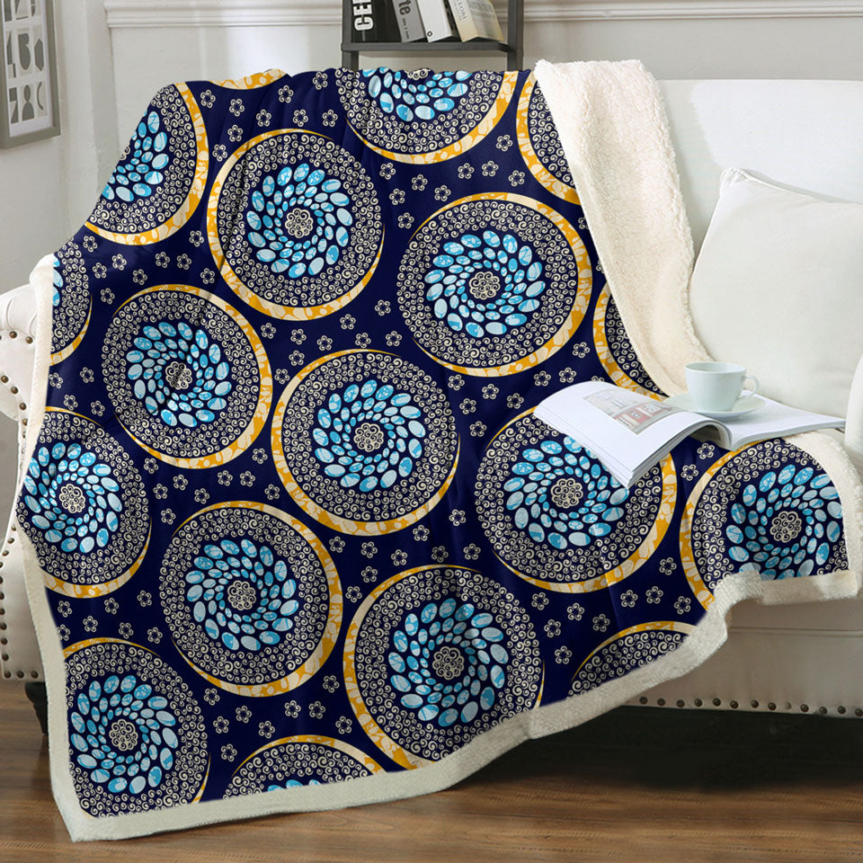 Blue Throw Blanket Oriental Illusion