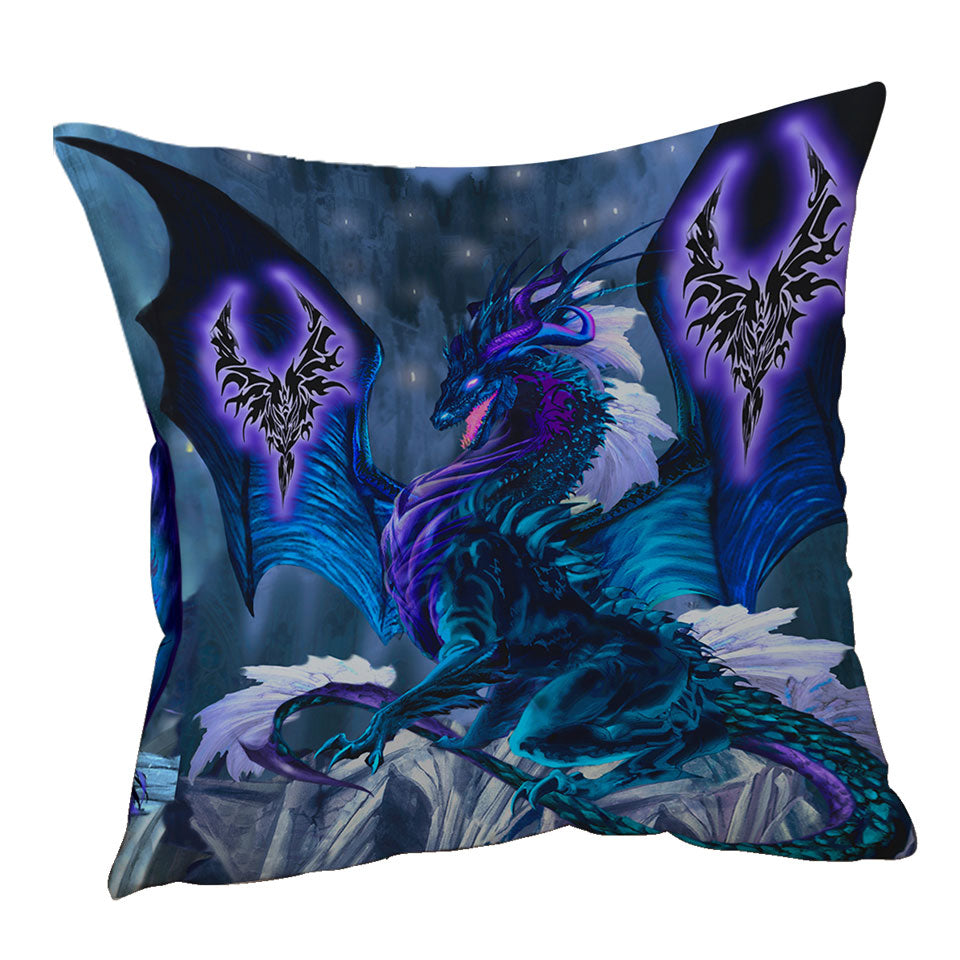 Blue Throw Pillows Dragon of Fate Fantasy Creatures
